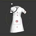 White Nurse Uniform With Red Cross Symbol Short Sleeves And Hanging Stethoscope