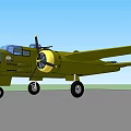 Green Vintage Passenger Aircraft 3D Model With Twin Propeller Engines And Classic Design