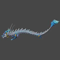 Blue and White Mythical Dragon with Scaled Body Blue Horns and Tail