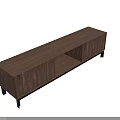 Modern Walnut TV Stand With Wavy Panels Round Hole Open Storage And Metal Legs