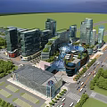 Urban Birds Eye View Planning With Modern High Rise Buildings Green Spaces And Roads
