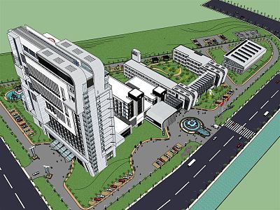 modern hospital building medical building general hospital 3d model