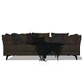 Brown Two-Seater Sofa with Decorative Pillows and Black Throw Blanket 3d model