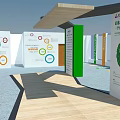 Open Exhibition Space With Green Display Panels And Directional Signage