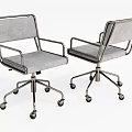 Modern Office Chair With Metal Frame Gray Cushion Armrests And Wheels