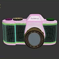 Olympus Retro Style Camera With White Body And Brown Wooden Accents