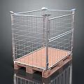 Decorative Ornament Combination With Metal Wire Cage Structure And Wooden Pallet Base