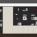 Modern Bookcase With Layered Shelves LED Lighting Books Decorative Sculptures And Storage Cabinets