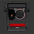 Portable Generator With Black Frame Yellow Wheels And Red Base Metal Structure