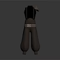 Medieval Fantasy Costume With Black Sleeveless Top Shoulder Armor Brown Belt And Loose Brown Pants