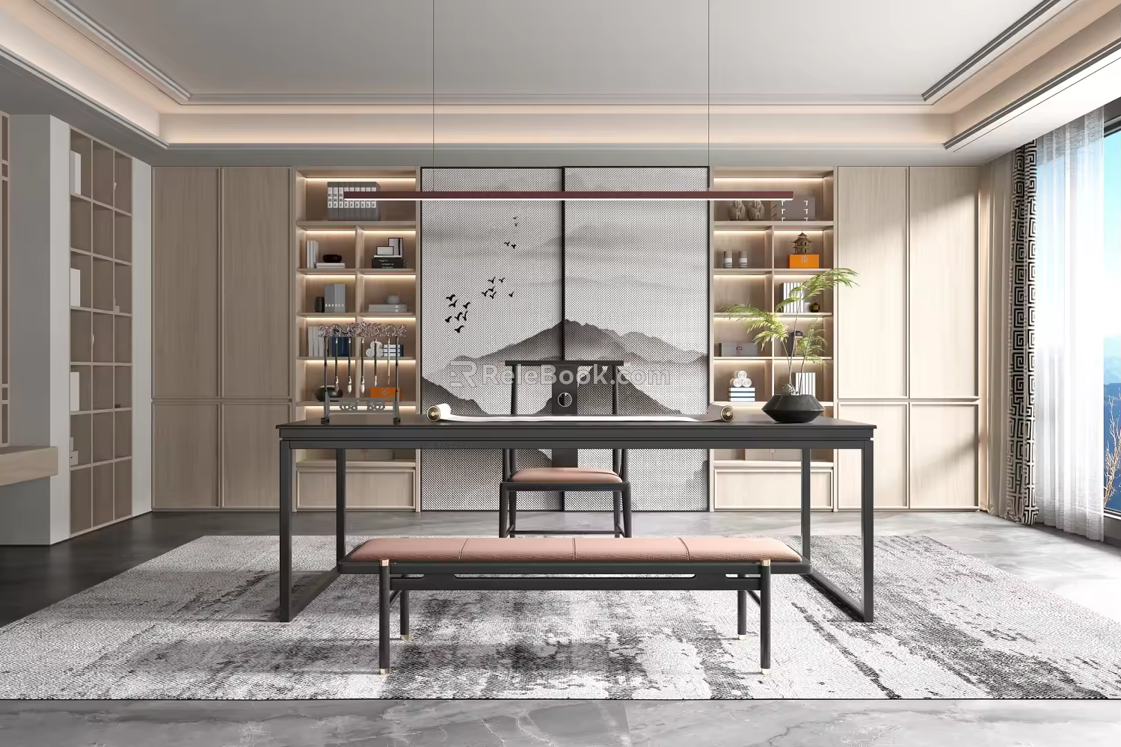 New Chinese Style Study 3d model