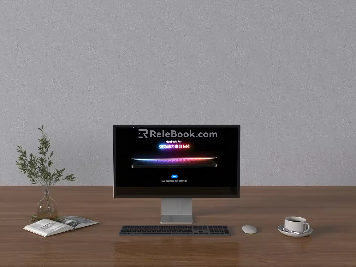 modern apple computer StudioDisplay keyboard mouse virtual reality 3d model