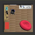 Modern Room Interior With Computer Desk Multiple Monitors Blue Chair And Pink Bean Bag