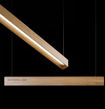 Minimalist Wooden Pendant Light With Long Sleek Design For Modern Interior Spaces 3d model