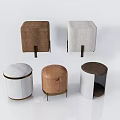 Leather Fabric Sofa Stools With Various Colors Square Round Shapes And Metal Legs