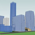 Modern Mixed Use Commercial Complex Featuring Tall Buildings And Urban Architecture