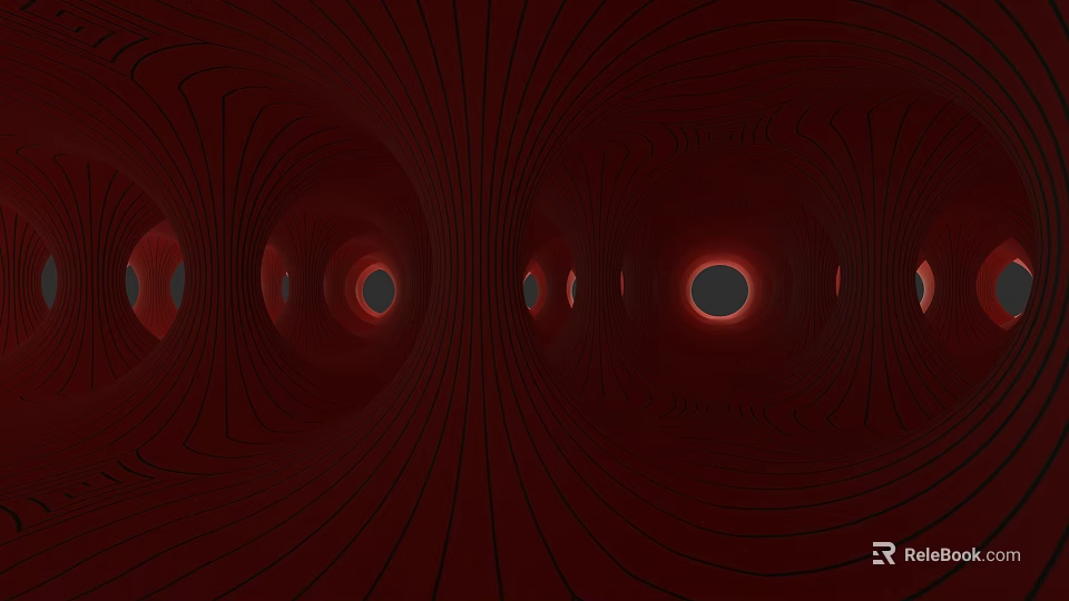 Intricate Sculpture Carving With Red Background Concentric Circles Radial Lines Circular Holes And Symmetrical Patterns 3d model 