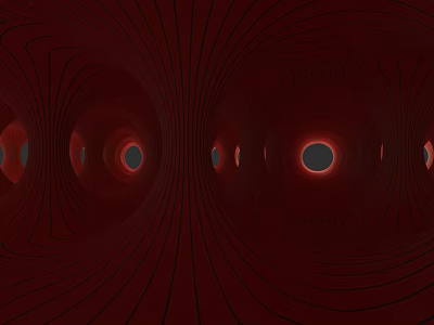 Intricate Sculpture Carving With Red Background Concentric Circles Radial Lines Circular Holes And Symmetrical Patterns 3d model
