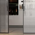Modern Home Interior Design With Black Frame Perforated Metal Sliding Doors