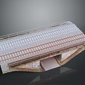 Detailed Railroad Track Structure With Wooden Ties Rails And Concrete Underpass