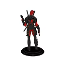 Deadpool Movie Character Action Figure In Red Black Suit Holding Guns With Swords