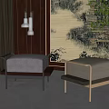 New Chinese Style Sofa Stool Sofa Stool Combination 3d model