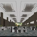 Luxurious Banquet Hall Interior With Elegant Chandeliers Large Windows Dining Tables And Decorative Flowers