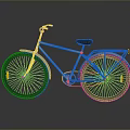 Light Green Bicycle with Black Seat Blue Handlebars Silver Fenders and Black Wheels