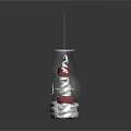 Modern Candle Lamp Collection With White Spiral Base Hanging Sphere Silver Frame Red Candle