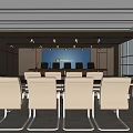 Modern Conference Room Interior Design With Aligned Chairs Long Table And Large Windows 3d model