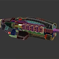 Futuristic Sci Fi Weapon With Metallic Design Red Accents And Mechanical Structure