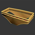Yellow Rectangular Component With Red Accents And Decorative Edges Design