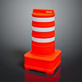 Orange Traffic Barrel With White Reflective Stripes Square Base Durable Plastic For Road Safety