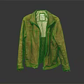 Brown Leather Jacket Open Showing Inner Lining Against Dark Background With Reflective Surface 3d model