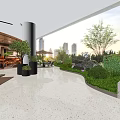 Spacious Bright Modern Shopping Mall Lobby With Potted Green Plants And Smart Digital Guidance Kiosk