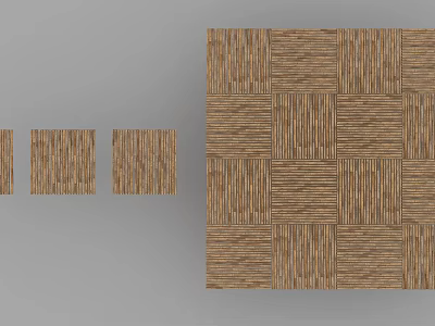 Bamboo Wooden Panel Designs With Various Square Patterns And Natural Texture 3d model