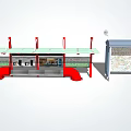 Bus Station With Red Pillars Green Canopy Seats And Information Map 3d model