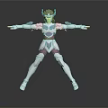 Man In Silver Warrior Armor Striking Dynamic Pose With Outstretched Arms