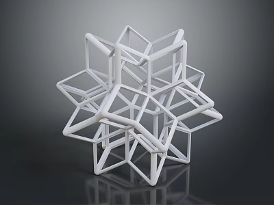 Modern White Geometric Decorative Furniture With Interlocking Cubes Frame Structure 3d model