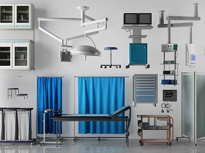 Medical Devices Including Surgical Lamp Cabinet Trolley And Monitor For Hospital Use 3d model