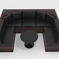 Modern Public Chair with Curved Leather Seats and Round Center Table