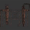 Industrial Equipment Structure With Rusty Towers Pipes Ladders And Platforms