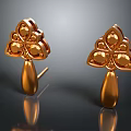 Elegant Golden Flower Shaped Stud Earrings With Gemstone For Fashion Accessories