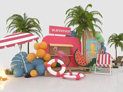 Modern Meichen Summer Beach Meichen 3d model Modern Meichen Summer Beach Meichen 3d model