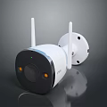 Wireless White and Black Security Camera with Dual Antennas Lens and Orange Indicator Lights
