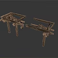 Traditional Wooden Architectural Brackets With Intricate Crossed Strips And Connecting Parts Dark Brown White Background