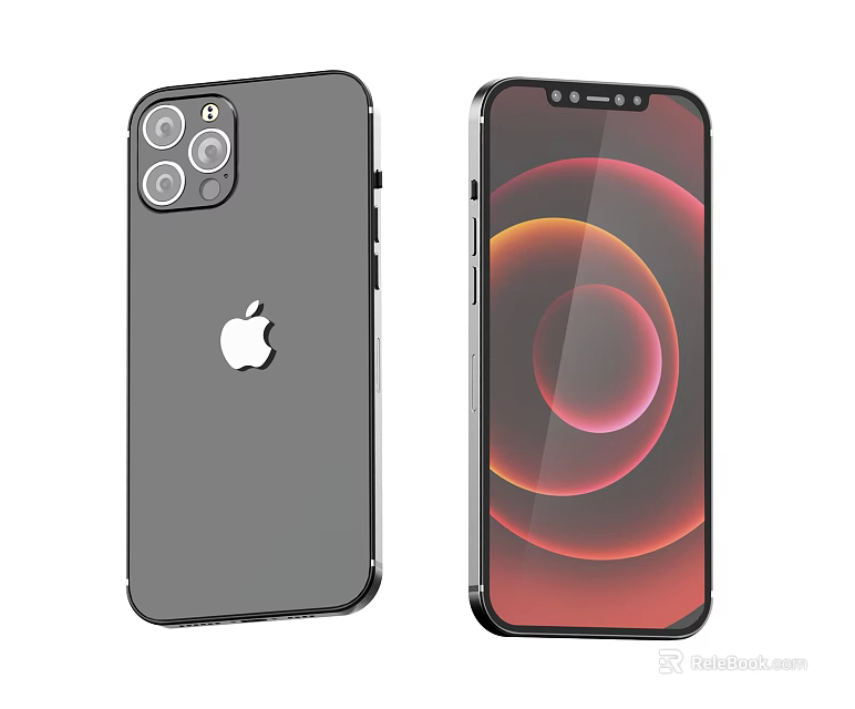 Apple iPhone Digital Smartphone Back With Camera Module And Front Screen Colorful Circular Wallpaper 3d model 