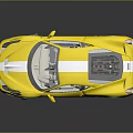 Yellow Convertible Sports Car With Silver Stripes And Sleek Exterior Design