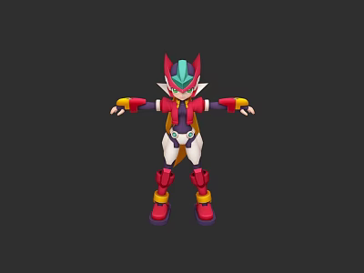 Game And Movie Character With Vibrant Red Green Purple Armored Design And Arms Outstretched 3d model