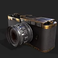 Vintage Digital Camera With Classic Metal Body Wireframe Lens Design And Control Dials